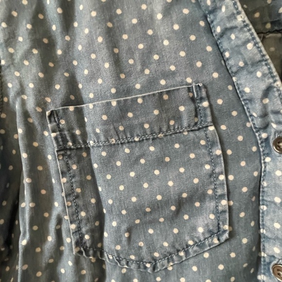 Tinsel Chambray Style Polka Dot Button Down Shirt - Picture 3 of 8